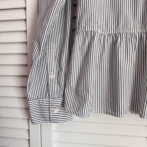 Madewell Lakeside Peplum Cotton Striped Button Down Shirt Top Size Medium - Picture 5 of 10
